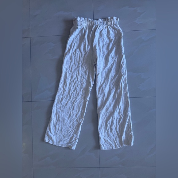 Style Me / Elastic Waist Semi-Sheer Linen Blend Beige Crop Capri Pants - Picture 5 of 16